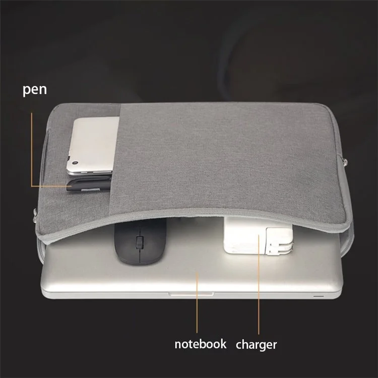 13.3 Inch Notebook Computer Storage Handbag Water-Repellent Nylon Laptop Sleeve for School, Travel, Business Trip - Grey