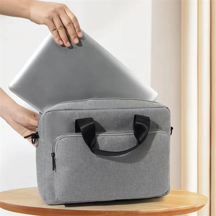 12.5 Inch Notebook Computer Shoulder Bag for MacBook Pro Air, Oxford Cloth+Polyester Laptop Storage Sleeve Handbag - Light Grey
