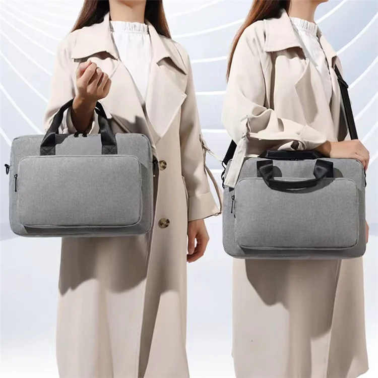12.5 Inch Notebook Computer Shoulder Bag for MacBook Pro Air, Oxford Cloth+Polyester Laptop Storage Sleeve Handbag - Light Grey