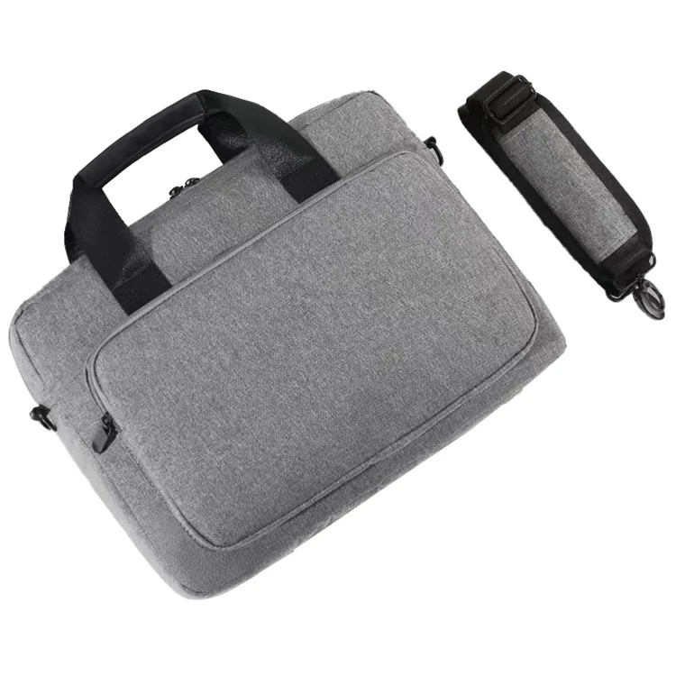 15.4 Inch Laptop Shoulder Bag Handbag Notebook Computer Pouch Oxford Cloth+Polyester Storage Sleeve - Light Grey