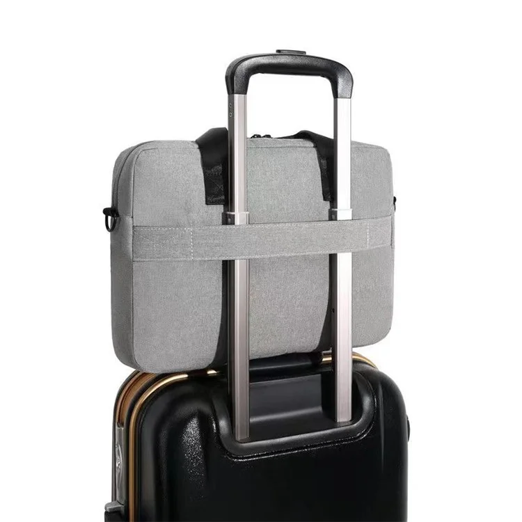 15.4 Inch Laptop Shoulder Bag Handbag Notebook Computer Pouch Oxford Cloth+Polyester Storage Sleeve - Light Grey