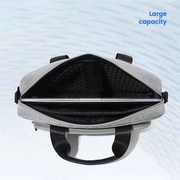15.4 Inch Laptop Shoulder Bag Handbag Notebook Computer Pouch Oxford Cloth+Polyester Storage Sleeve - Light Grey