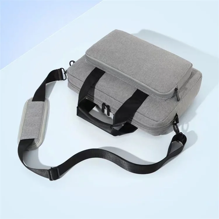 15.4 Inch Laptop Shoulder Bag Handbag Notebook Computer Pouch Oxford Cloth+Polyester Storage Sleeve - Light Grey