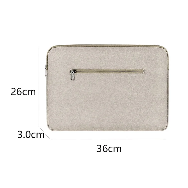 13.3 Inch Waterproof Notebook Sleeve Portable Laptop Computer Zipper Bag (with Pull Rod Strap) - Khaki