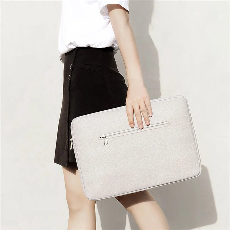 13.3 Inch Waterproof Notebook Sleeve Portable Laptop Computer Zipper Bag (with Pull Rod Strap) - Khaki