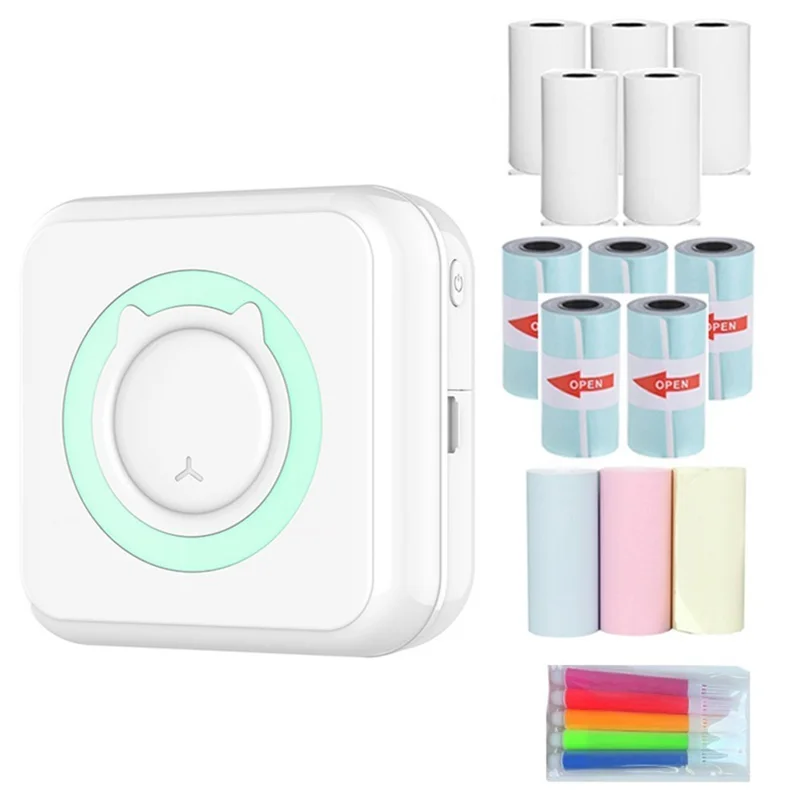 Stampante Mini Portatile Stampa Termica Wireless Bluetooth 200DPI Stampa Etichette Memo Domanda Errata Macchina Stampante - Blu