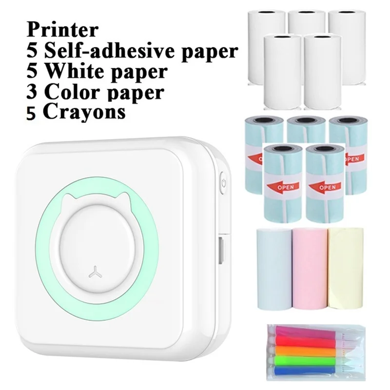 Stampante Mini Portatile Stampa Termica Wireless Bluetooth 200DPI Stampa Etichette Memo Domanda Errata Macchina Stampante - Blu