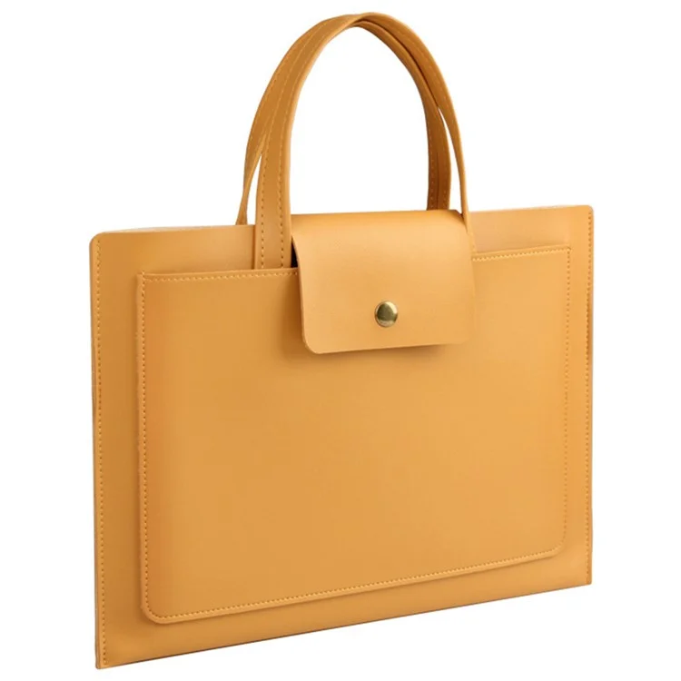 0814 13 / 14 Inch Waterproof PU Leather Laptop Handbag Ultra Thin Notebook Carrying Bag - Yellow