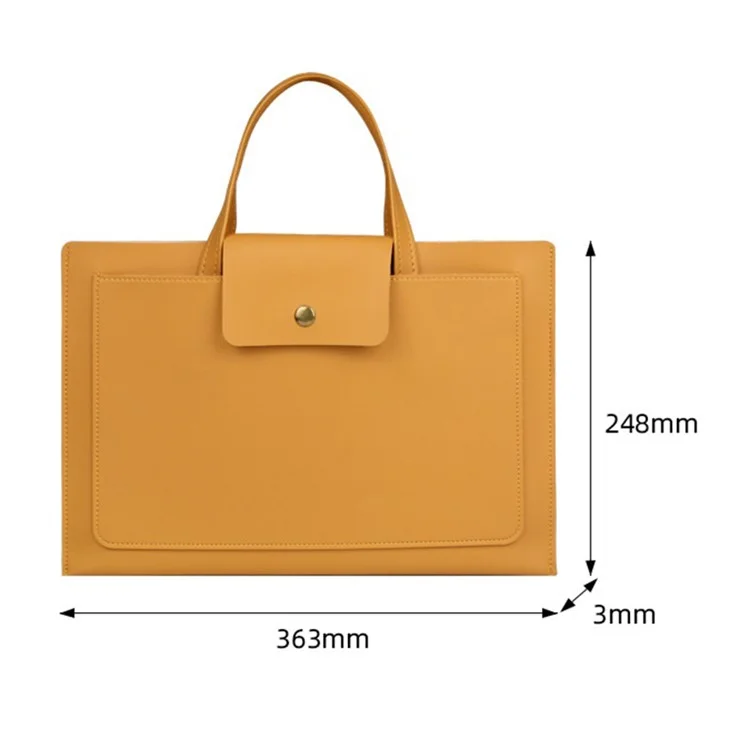 0814 13 / 14 Inch Waterproof PU Leather Laptop Handbag Ultra Thin Notebook Carrying Bag - Yellow