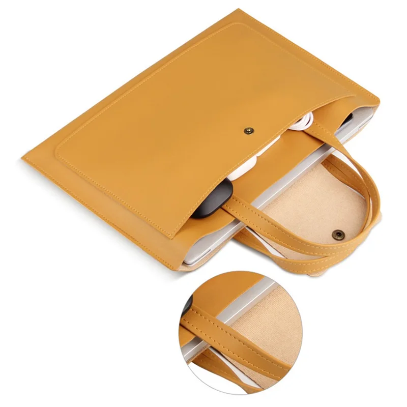 0814 13 / 14 inch Waterproof PU Leather Laptop Handbag Ultra Thin Notebook Carrying Bag - Blue