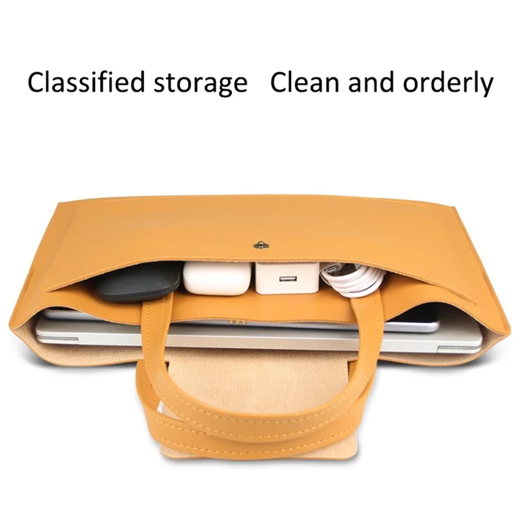0814 15 / 16 Inch Ultra Thin Notebook Carrying Bag Anti-scratch PU Leather Laptop Handbag - Yellow