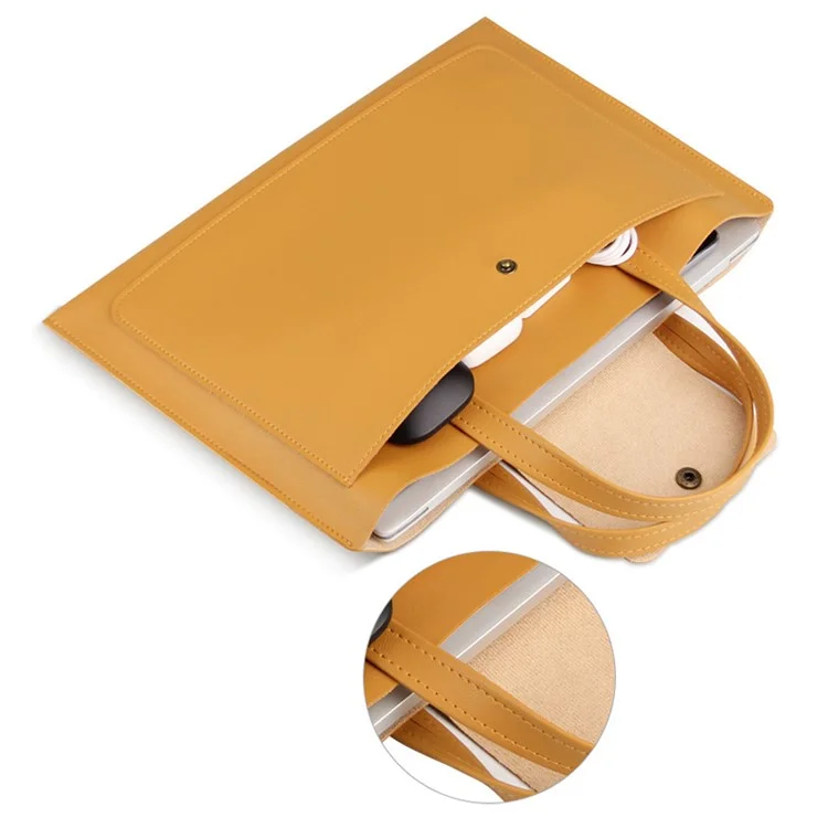 0814 15 / 16 Inch Ultra Thin Notebook Carrying Bag Anti-scratch PU Leather Laptop Handbag - Yellow