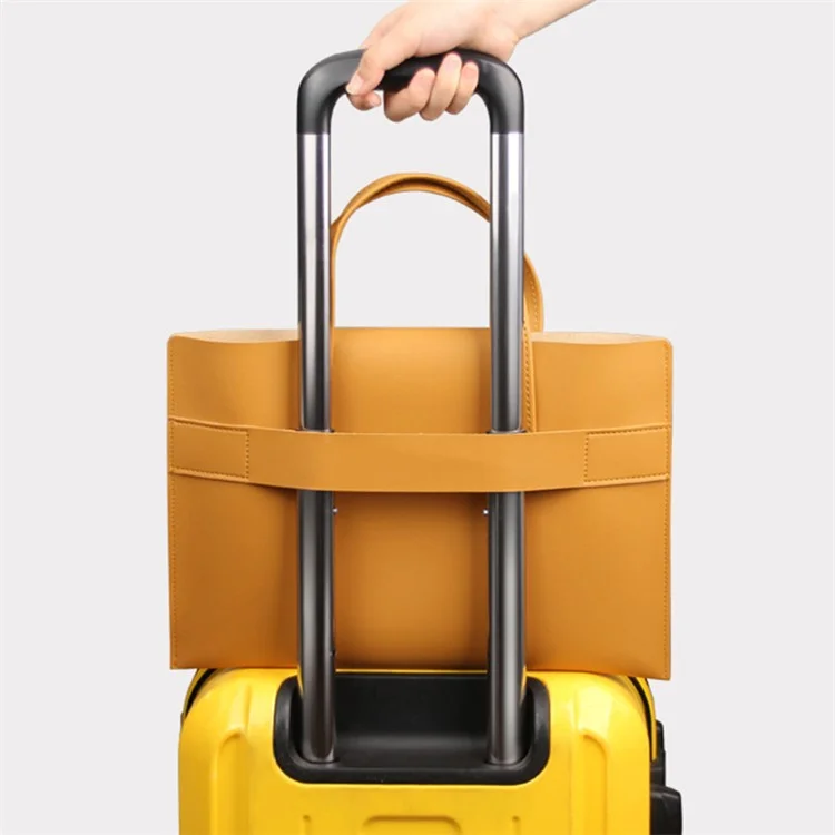 0814 15 / 16 Inch Ultra Thin Notebook Carrying Bag Anti-scratch PU Leather Laptop Handbag - Yellow