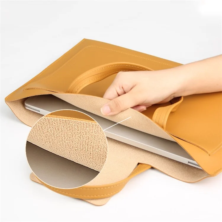0814 15 / 16 Inch Ultra Thin Notebook Carrying Bag Anti-scratch PU Leather Laptop Handbag - Yellow