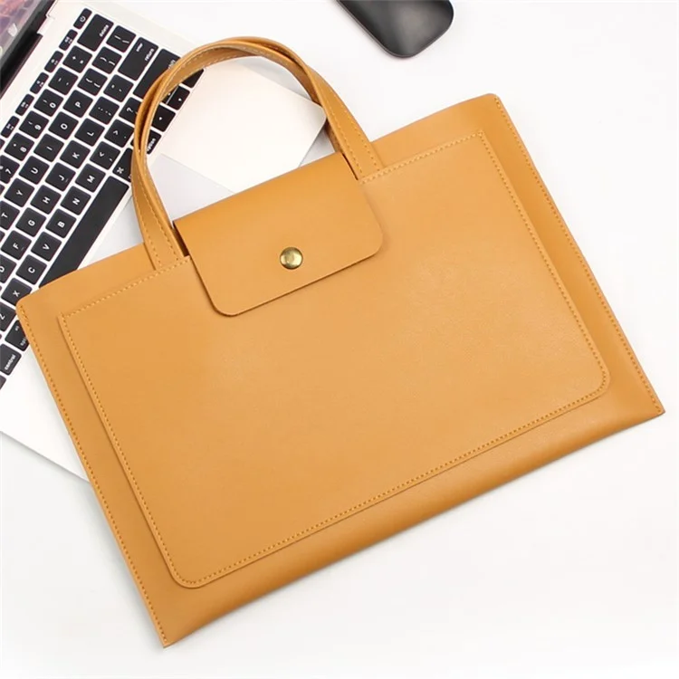 0814 15 / 16 Inch Ultra Thin Notebook Carrying Bag Anti-scratch PU Leather Laptop Handbag - Yellow