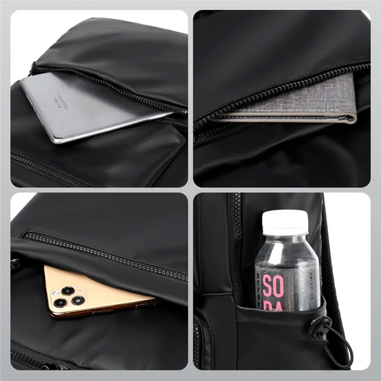 1913 Polyester Backpack Men's Travel Shoulders Bag Notebook Computer Laptop Carrying Bag Daypack - Black