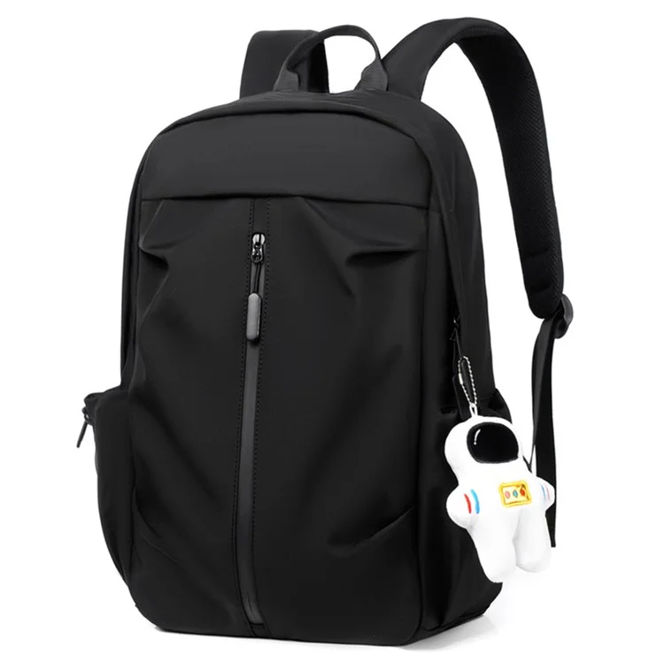 9399 Casual Unisex Backpack Student Schoolbag Breathable Shoulder Bag with Cute Pendant - Black