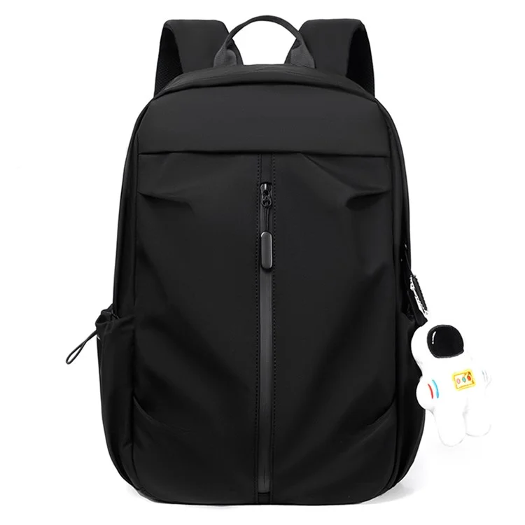 9399 Casual Unisex Backpack Student Schoolbag Breathable Shoulder Bag with Cute Pendant - Black