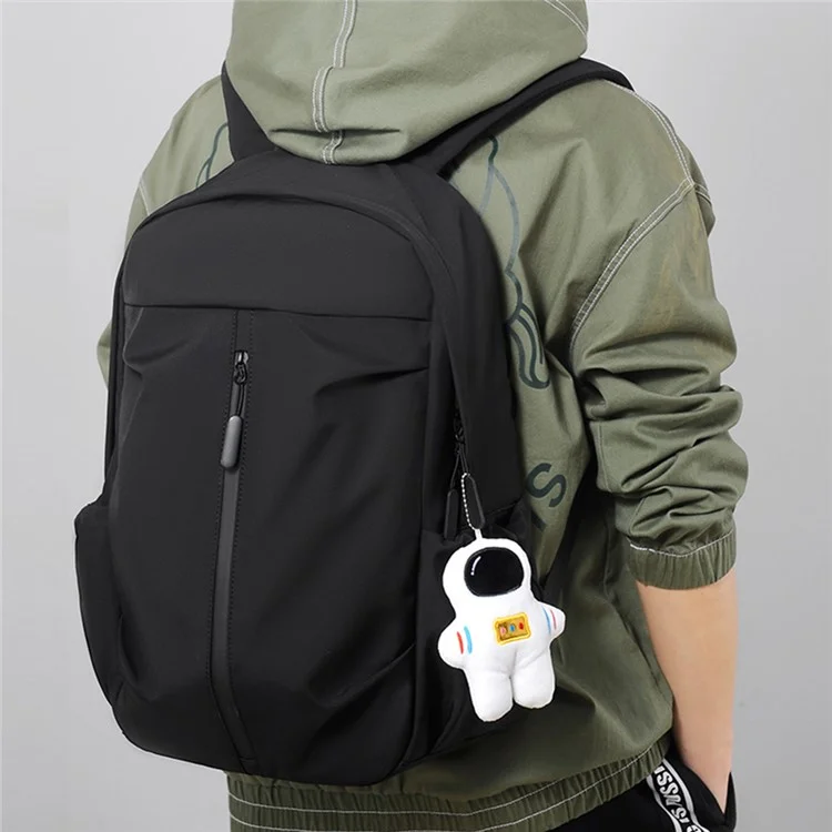 9399 Casual Unisex Backpack Student Schoolbag Breathable Shoulder Bag with Cute Pendant - Black