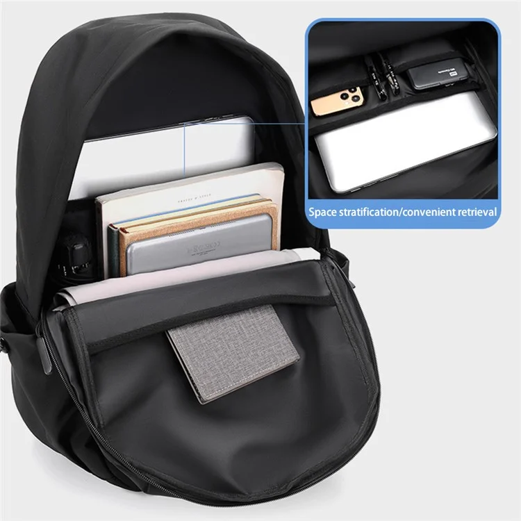 9399 Casual Unisex Backpack Student Schoolbag Breathable Shoulder Bag with Cute Pendant - Black
