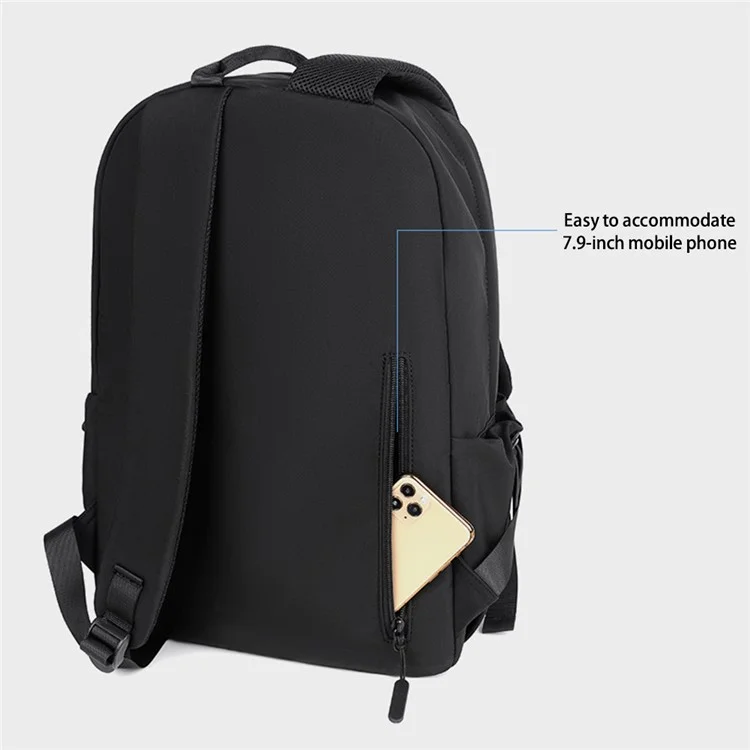 9399 Casual Unisex Backpack Student Schoolbag Breathable Shoulder Bag with Cute Pendant - Black