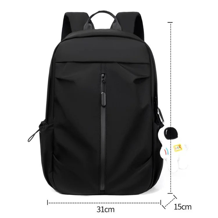 9399 Casual Unisex Backpack Student Schoolbag Breathable Shoulder Bag with Cute Pendant - Black