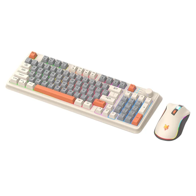 XUNFOX K820 94 Keys Wired Keyboard Cool Mixed Color Keyboard Set with 6 Button Mouse (Thin Film Keyboard) - Bee