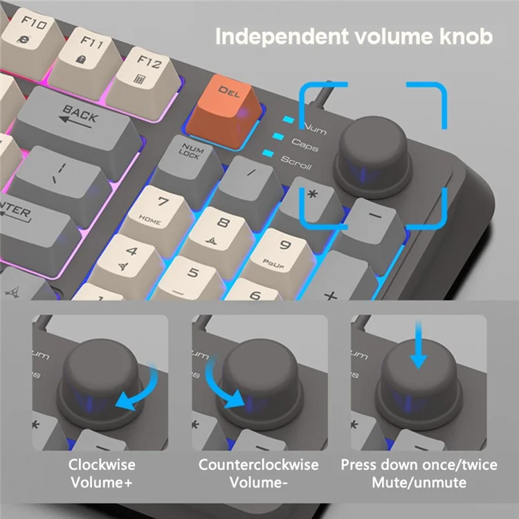 XUNFOX K820 94 Teclas Teclado Con Cable Juego De Colores Mixtos Con Ratón De 6 Botones (Teclado De Película Fina) - Azul Lago