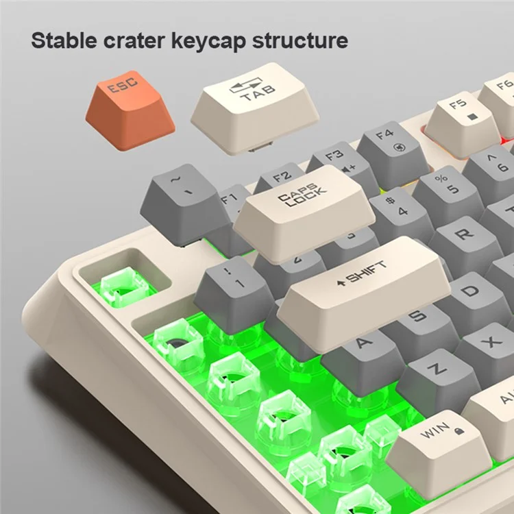 XUNFOX K820 94 Teclas Teclado Con Cable Juego De Colores Mixtos Con Ratón De 6 Botones (Teclado De Película Fina) - Azul Lago