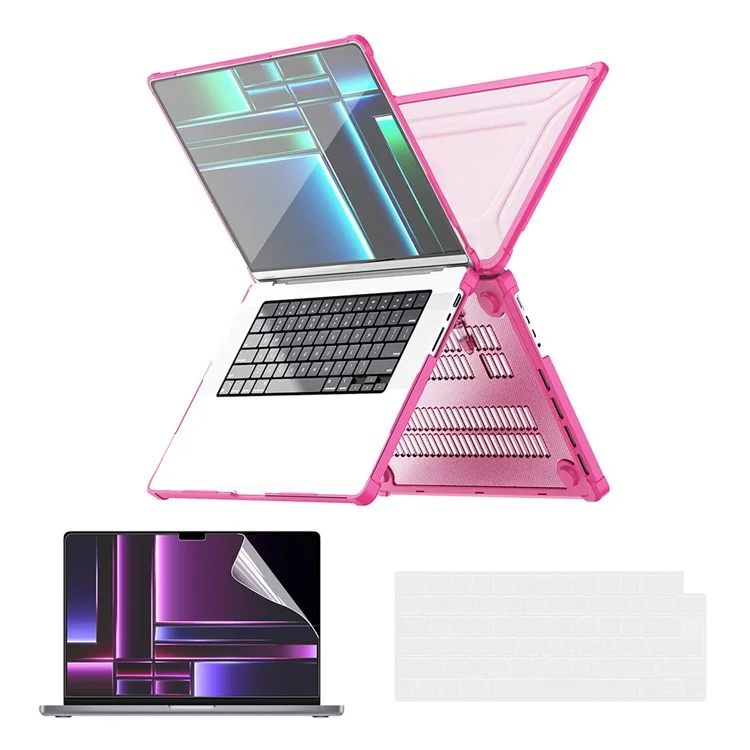 ENKAY HAT PRINCE Hard PC Case for MacBook Pro 14 inch (2024) (2021) A2442 / (2023) A2779 (EU Version) Shockproof Laptop Cover with Kickstand - Pink