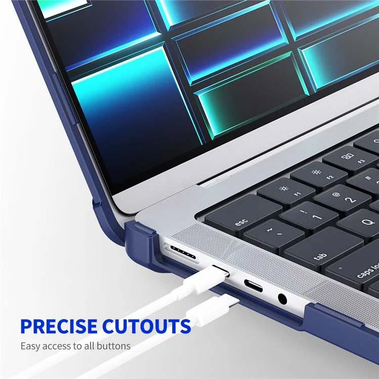 ENKAY HAT PRINCE stoßfeste Hülle für MacBook Pro 14 Zoll (2021) A2442 / (2023) A2779 (US-Version) Harte PC-Ständer-Laptophülle - Dunkelblau
