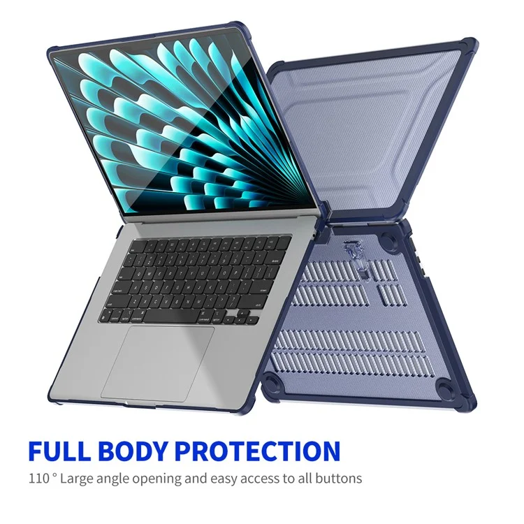 ENKAY HAT PRINCE Slim Hard PC Case for Macbook Air 15 inch (2025) / (2024) / (2023) A2941 (EU Version) Laptop Cover with Kickstand - Dark Blue