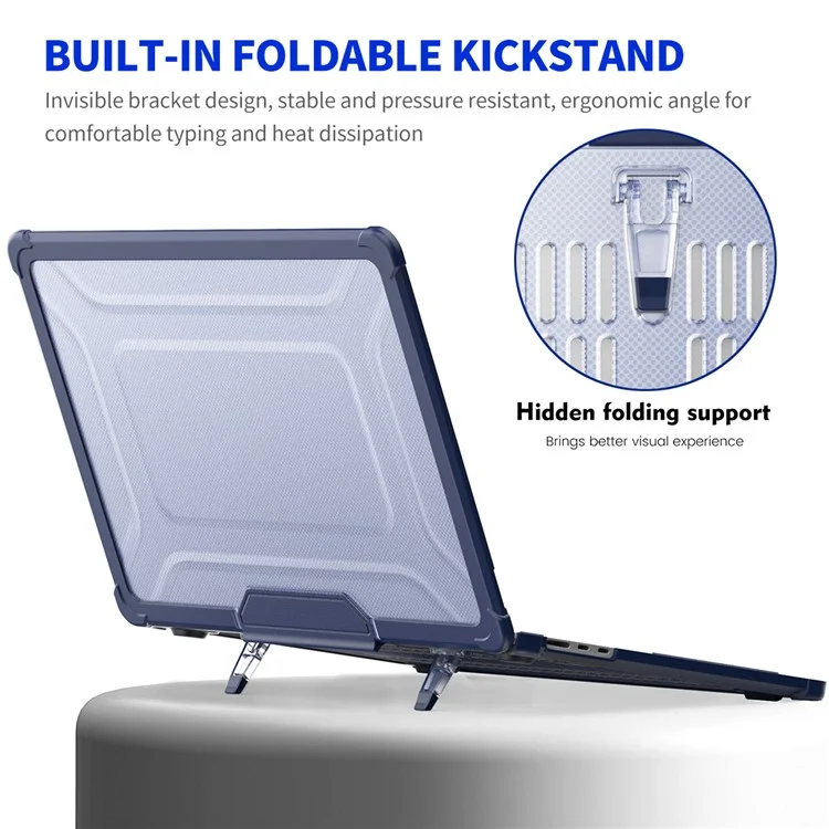 ENKAY HAT PRINCE Slim Hard PC Case for Macbook Air 15 inch (2025) / (2024) / (2023) A2941 (EU Version) Laptop Cover with Kickstand - Dark Blue