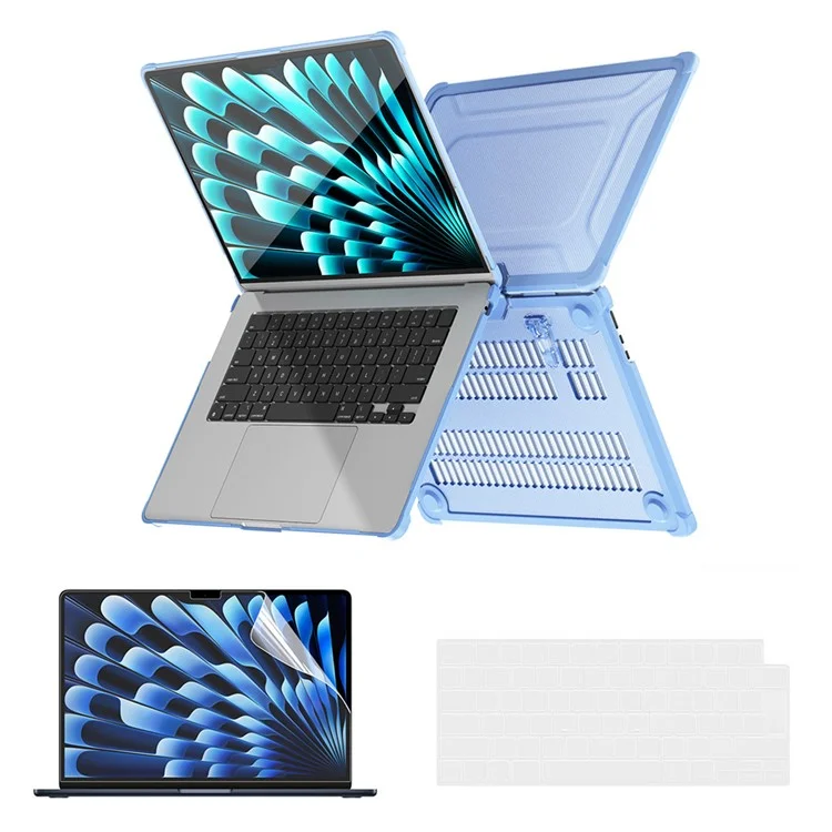 ENKAY HAT PRINCE Slim Hard PC Case for Macbook Air 15 inch (2025) / (2024) / (2023) A2941 (EU Version) Laptop Cover with Kickstand - Blue