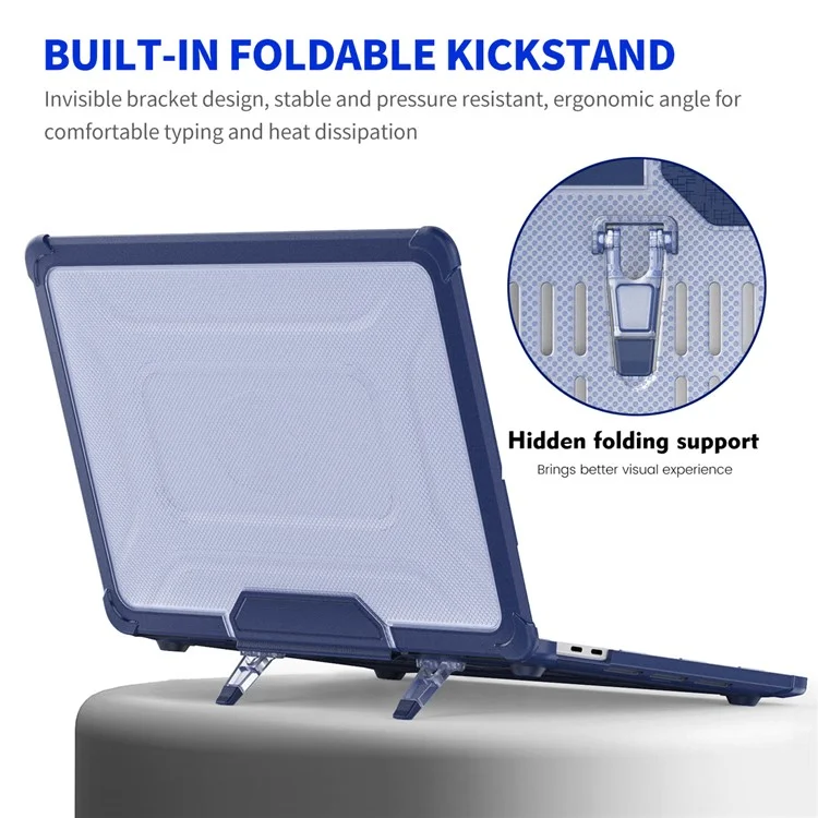 ENKAY HAT PRINCE Slim Kickstand Case for MacBook Air 13 inch (2020) A2179 / A2337 (EU Version) Anti-Scratch Hard PC Laptop Cover - Dark Blue