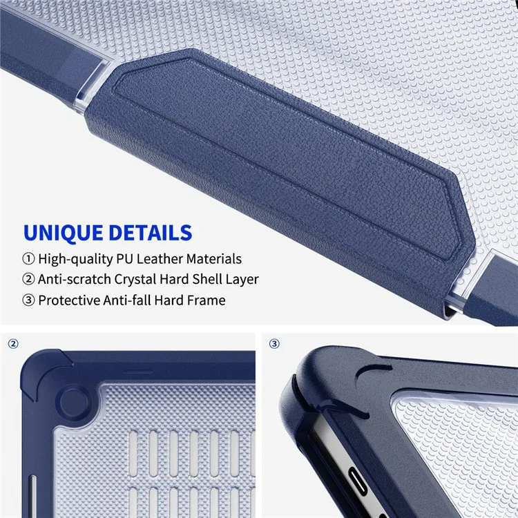 ENKAY HAT PRINCE Slim Kickstand Case for MacBook Air 13 inch (2020) A2179 / A2337 (EU Version) Anti-Scratch Hard PC Laptop Cover - Dark Blue