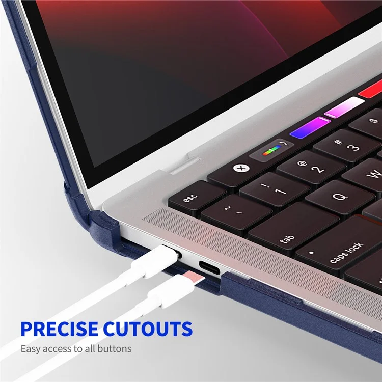 ENKAY HAT PRINCE Slim Kickstand Case for MacBook Air 13 inch (2020) A2179 / A2337 (EU Version) Anti-Scratch Hard PC Laptop Cover - Dark Blue