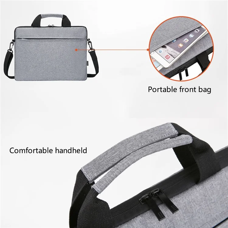 15-Zoll-Notebook-Computer-Schultergurt Oxford-Tuch + Polyester-Laptop-Sleeve-Handtasche - Grau