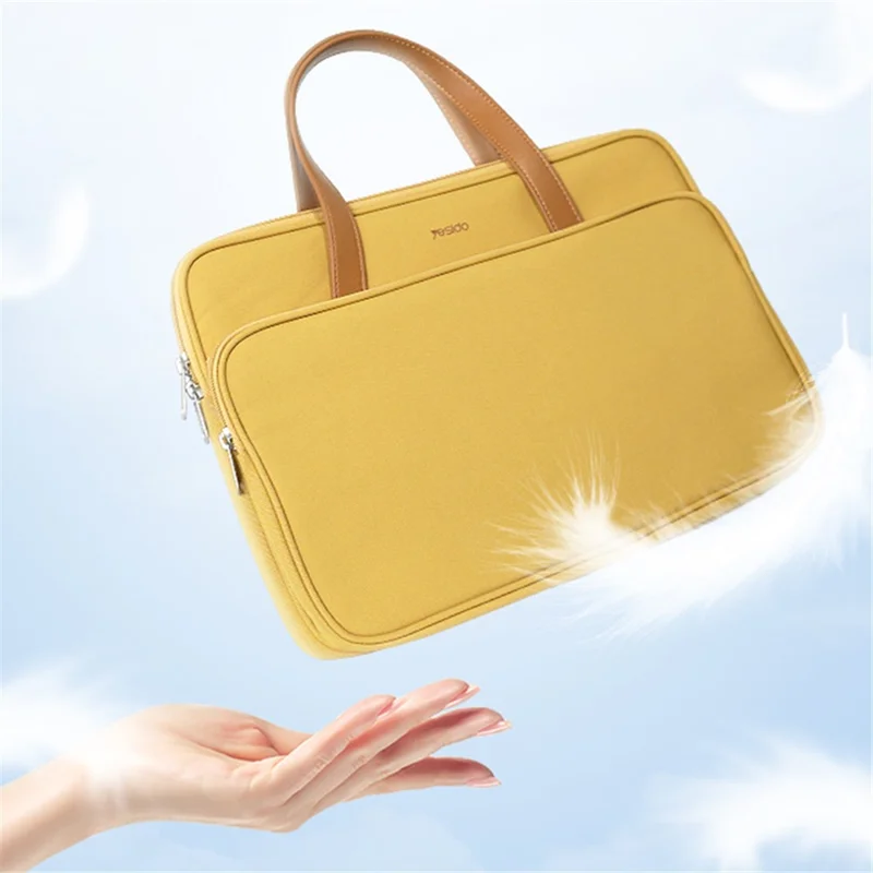 YESIDO WB35 14 inch - 16 inch Zachte Voering Stootvaste Laptoptas Handtas Draagtas - Geel