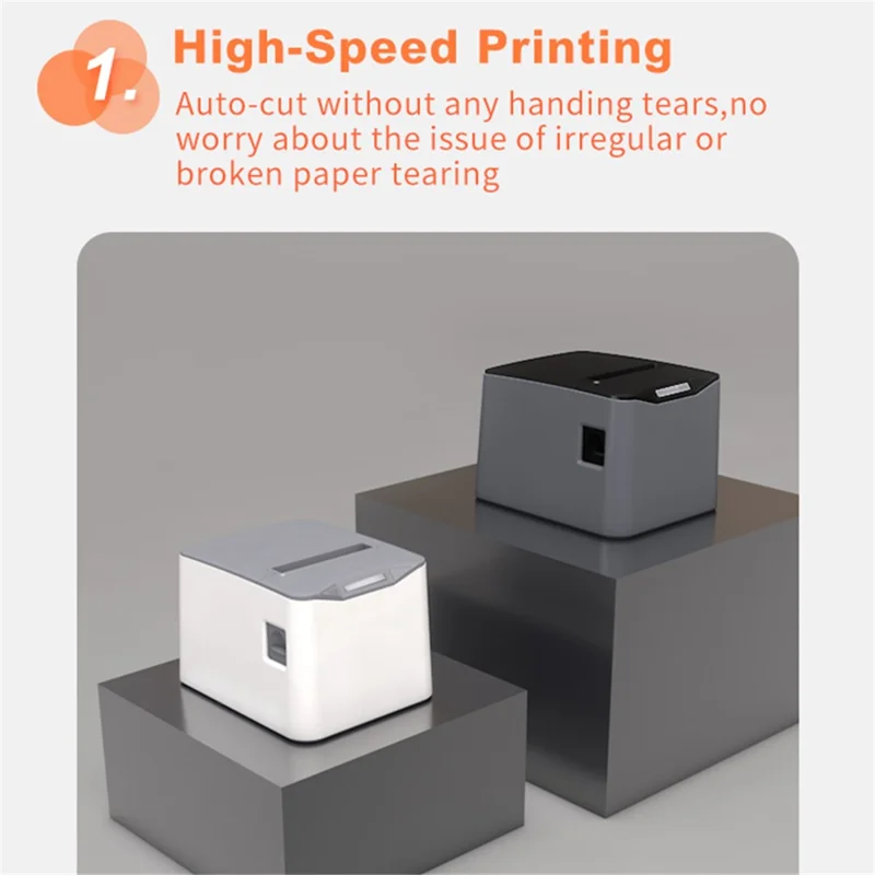 ZJ-8370 83mm Receipt Printer USB+LAN+Bluetooth-compatible High-Speed Mini Ticket Invoice Bill Printer - Black / EU Plug