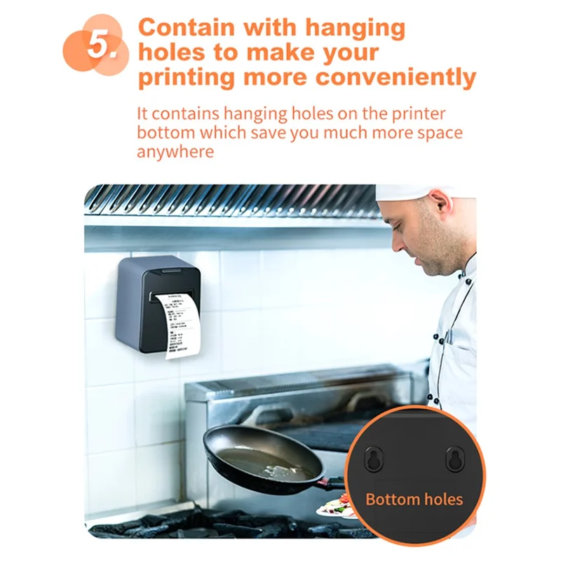 ZJ-8370 83mm Receipt Printer USB+LAN+Bluetooth-compatible High-Speed Mini Ticket Invoice Bill Printer - Black / EU Plug