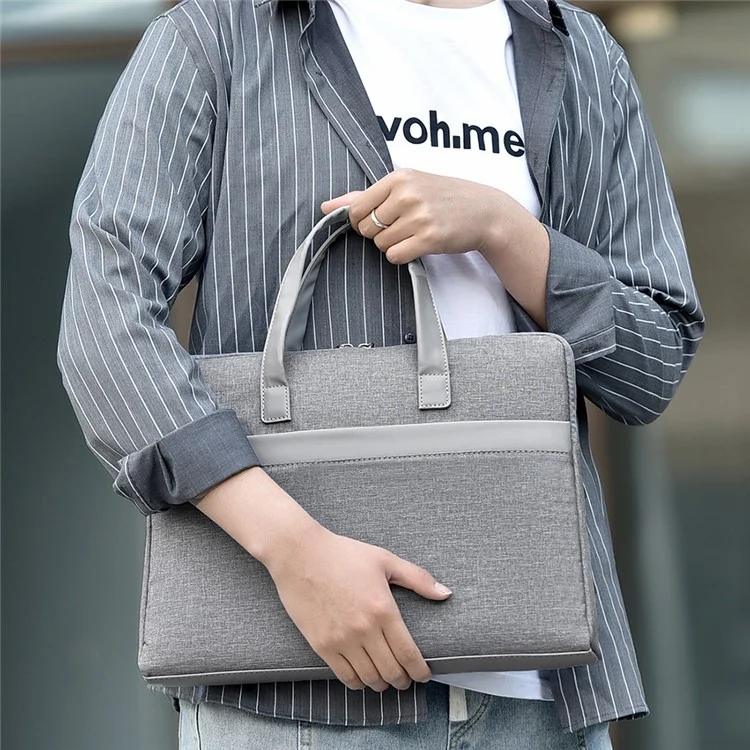 609 14-inch Laptop Handbag Waterproof Oxford Cloth Notebook Storage Bag Carrying Pouch - Grey