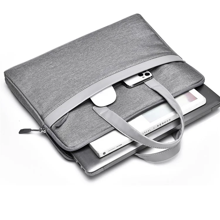 609 Bolso de la Computadora Portátil de 14 Pulgadas Impermeable Oxford Tela Cuaderno Bolsa de Almacenamiento de la Bolsa de Transporte - Gris