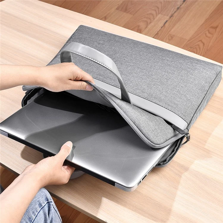 609 Bolso de la Computadora Portátil de 14 Pulgadas Impermeable Oxford Tela Cuaderno Bolsa de Almacenamiento de la Bolsa de Transporte - Gris