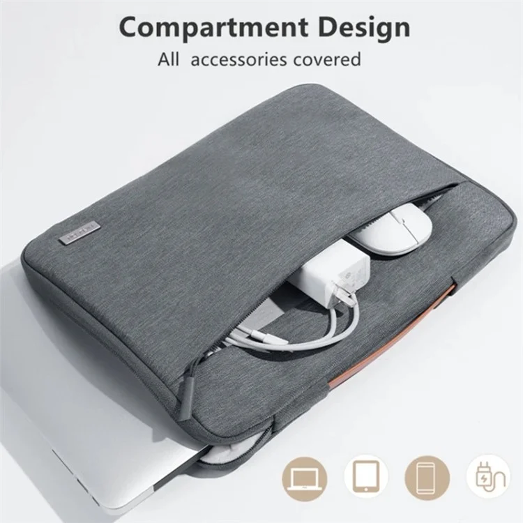 MELCOU Sac de transport en polyester pour ordinateur portable de 14,2 pouces - Gris foncé