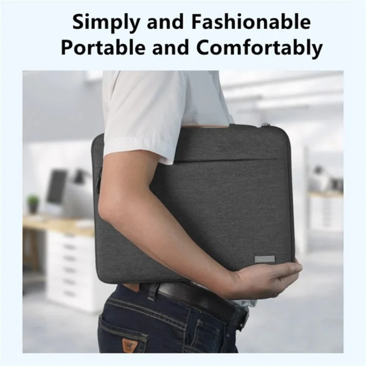 MELCOU 16,2-Zoll-Laptop-Handtasche Reißverschluss Sleeve Wasserdichter Polyester Notebook-Tragetasche - Dunkelgrau