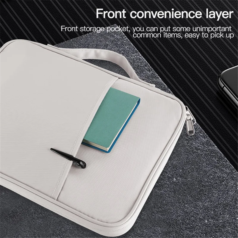 180 Degree Opening 13-inch Laptop Handbag Waterproof Nylon Anti-scratch Carrying Pouch - Black