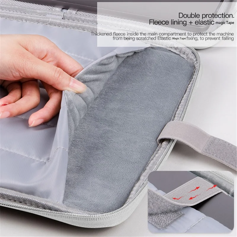 180 Degree Opening 13-inch Laptop Handbag Waterproof Nylon Anti-scratch Carrying Pouch - Black