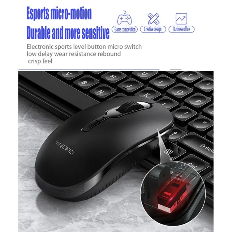 YINDIAO V3Max 2.4G Wireless Smart Sleep Office Keyboard Mouse Set for Computer Laptop - White