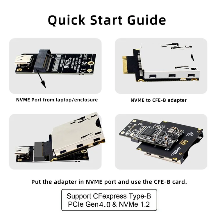 SA-038-CFB NGFF M.2 NVMe Host to CFExpress CFB Extension Adapter M2 M-key для поддержки карт памяти CFE Type-B R5 Z6 Z7